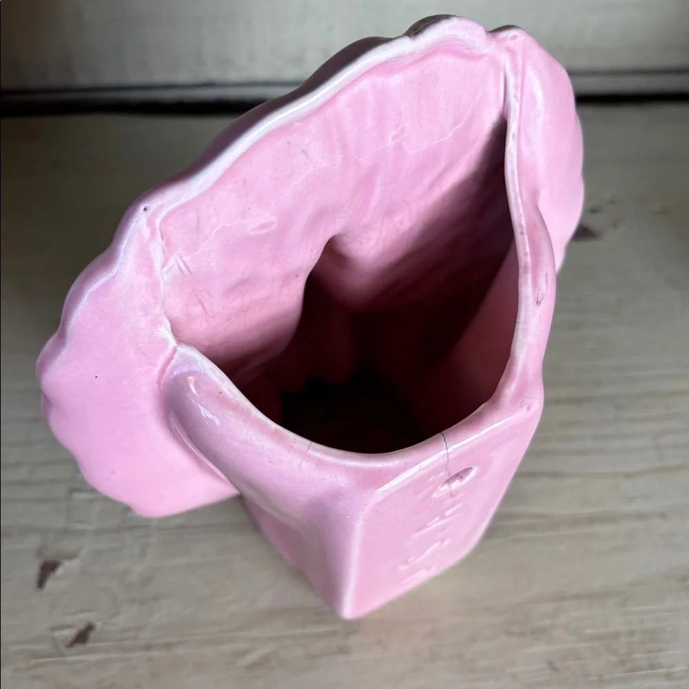 Vintage Mccoy pink peacock pocket planter